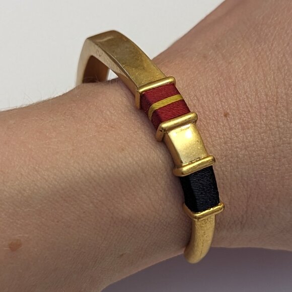 Madewell Black and Red Stripe Gold-toned Cuff Bracelet - Picture 6 of 7